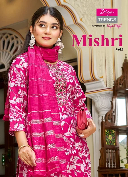 Mishri Vol 1 By Diya Trends Vertican Surat Kurti With Bottom Dupatta Wholesale Market
